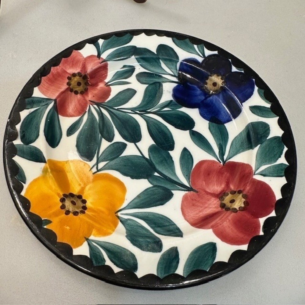 SMF Schramberg Hand Painted Tropical Floral‎ 8" Salad Lunch Plate Germany